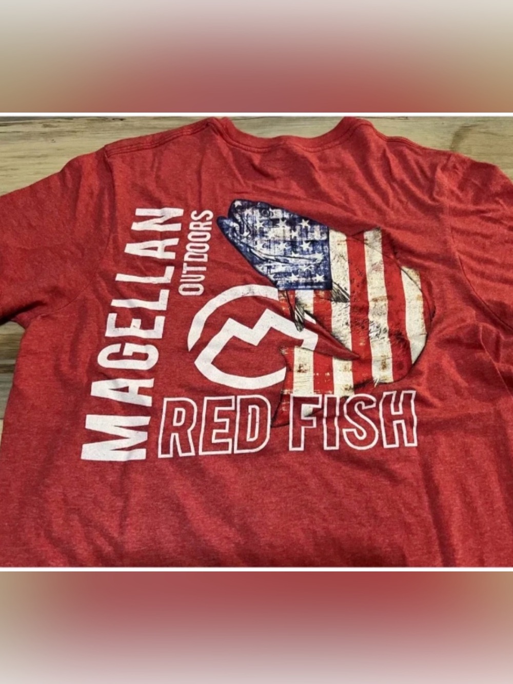 Size Small - USA American Flag - Red Fish - Stars & Stripes- *MAGELLAN* T-shirt